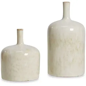 LOBERON Lot de 2 vases Kurys, crème (24.5cm)