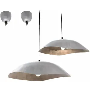 LOBERON Lot de 2 suspensions Gariés, argenté (40 x 65 x 23cm)