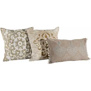 Comparateur de prix : Loberon Lot de 3 Housses de Coussin Emelin - Coton - H/L env. 40/40 cm - crème