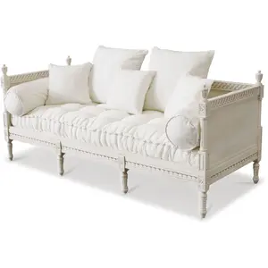 LOBERON Canapé Douville, blanc vieilli (80 x 200 x 85cm)Vendu parloberon