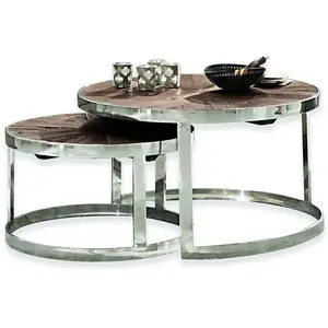 LOBERON Lot de 2 tables basses Houghton, marron (45cm)Vendu parloberon