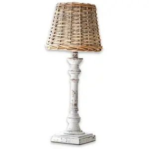 LOBERON Lampe à poser Noelie, marron/blanc vieilli (49cm) pas cher