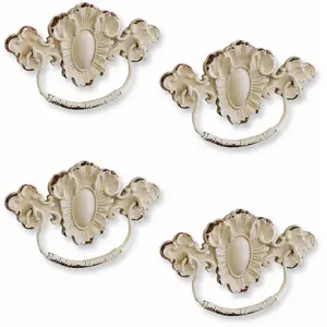 Loberon Lot de 4 poignées pour commode Lupiac, blanc vieilli (1 x 10.5 x 6cm)