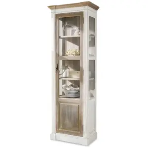 LOBERON Vitrine Coverton, marron vieilli/blanc vieilli (40.5 x 66.5 x 199cm) pas cher