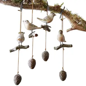 Comparateur de prix : LOBERON Lot de 4 oiseaux Vianne, marron (7 x 7.5 x 16.5cm)