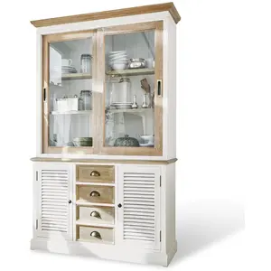 LOBERON Armoire Moosehide, blanc vieilli/marron (41 x 126 x 201cm) pas cher