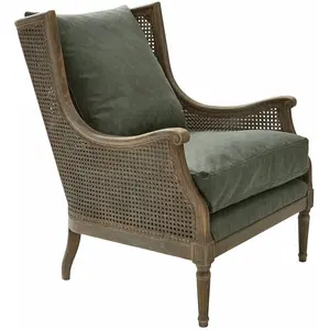 LOBERON Fauteuil Greenbrier, marron vieilli/vert (85 x 74.5 x 98cm)