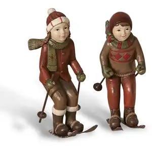 LOBERON Lot de 2 figurines Bibury, rouge/vert (7 x 5 x 13cm)