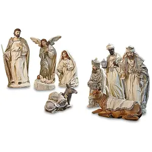 LOBERON Lot de 9 figurines Liré, crème (13.5 x 14 x 29cm) pas cher