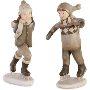 LOBERON Lot de 4 figurines Mériot, gris (7 x 8 x 15cm) pas cher