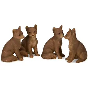 Comparateur de prix : LOBERON Lot de 4 renards décoratifs Survie, marron (7 x 8.5 x 12cm)