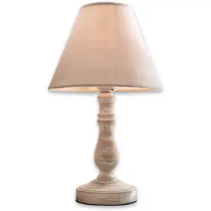 LOBERON Lampe à poser Kayenta, lin/blanc vieilli (36cm) pas cher