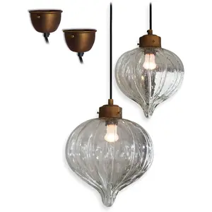 LOBERON Lot de 2 suspensions Baisse, transparent/laiton (30cm)