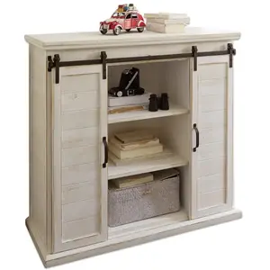 LOBERON Commode Perrin, blanc vieilli (38 x 102 x 93cm)