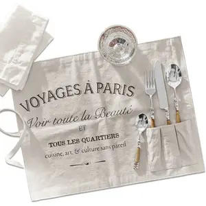LOBERON Lot de 2 sets de table Voyage - H/L env. 35/50 cm - Coton - crème