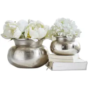 LOBERON Lot de 2 vases Clément, argenté vieilli (15.5cm)