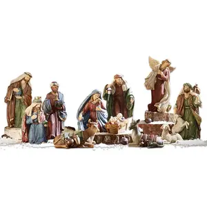 LOBERON Lot de 11 figurines de crèche Christi, multicolore (20cm) pas cher