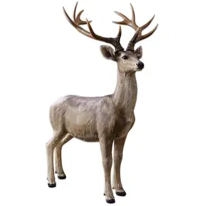 LOBERON Décoration cerf Storm, marron vieilli (68 x 46 x 100cm) pas cher