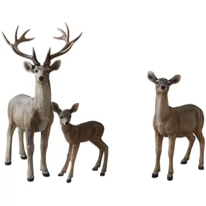 LOBERON Cerf avec biche et faon Olsen, marron vieilli (53 x 68 x 100cm) pas cher