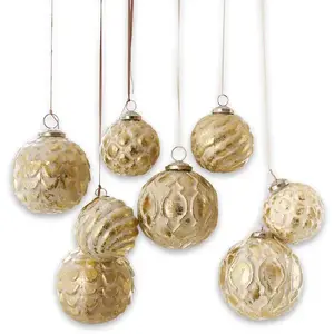 Loberon Lot de 8 décorations de Noël Imogen - Laiton - H/D env. 10 10 cm - Or