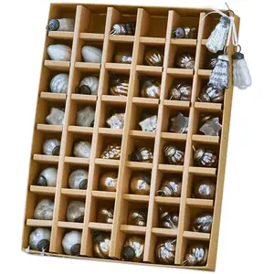 Loberon Lot de 48 décorations de Noël Lyla, gris/cuivre/blanc (2.5cm) pas cher