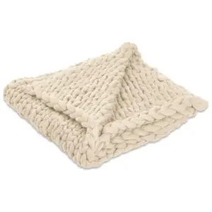 LOBERON Plaid Reidous, crème (150 x 125cm) pas cher