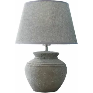 LOBERON Lampe à poser Cleveland, Céramique, lin, H/Ø env. 42/32 cm - gris