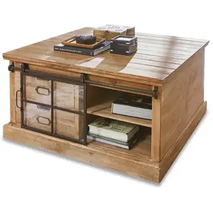 LOBERON Table basse Finegand, marron vieilli (89 x 93 x 47cm) pas cher
