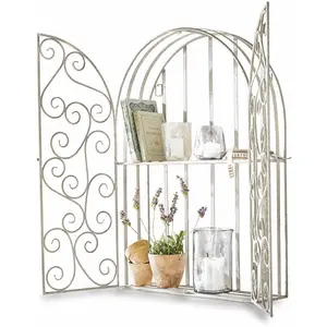LOBERON Étagère murale Chambellay, blanc vieilli (17 x 56 x 86cm)