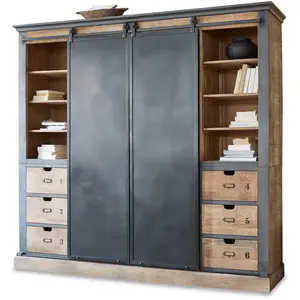 LOBERON Armoire Vulmont, marron/noir (47 x 220 x 200cm) pas cher