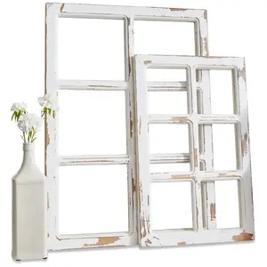 Comparateur de prix : LOBERON Lot de 2 fenêtres décoratives Mael Coluim, blanc vieilli (55 x 70cm)