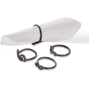 Loberon Lot de 4 ronds de serviettes Astor, noir (5 x 6 x 3cm) pas cher