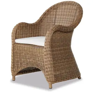 LOBERON Fauteuil Kerun, marron/blanc (74 x 65 x 90cm)