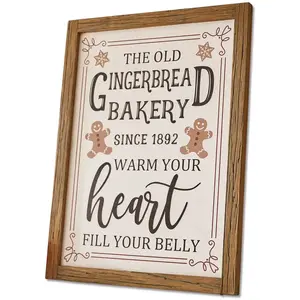 Loberon Tableau décoratif Bakery, blanc/marron (2.5 x 30 x 40cm) pas cher