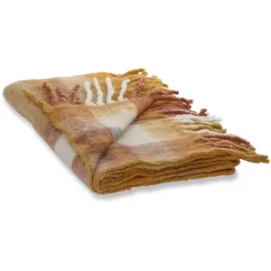 Comparateur de prix : Loberon Plaid Alborg - Acrylique, Polyester, Laine - H/L env. 160/130 cm - Orange