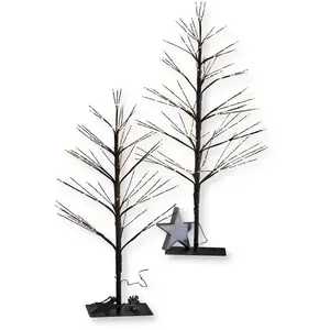 LOBERON Lot de 2 sapins décoratifs Hellerud, marron (18 x 22 x 90cm) pas cher
