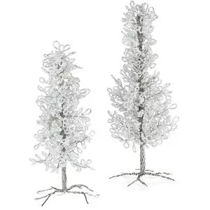 Loberon Lot de 2 sapins décoratifs Grenville, argenté (26cm) pas cher