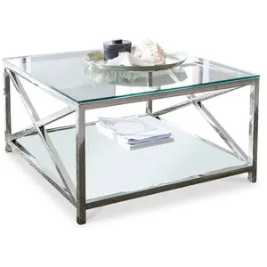 LOBERON Table basse Stamford, argenté (80 x 80 x 45cm) pas cher