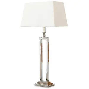 LOBERON Lampe à poser Kinshaa, crème/argenté (30 x 35 x 73cm) pas cher