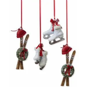 LOBERON Lot de 4 décorations à suspendre Papeta, multicolore (7 x 4 x 9cm) pas cher