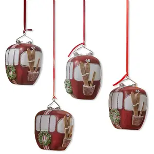 LOBERON Lot de 4 décorations à suspendre Barnes, multicolore (6 x 7.5 x 8cm) pas cher