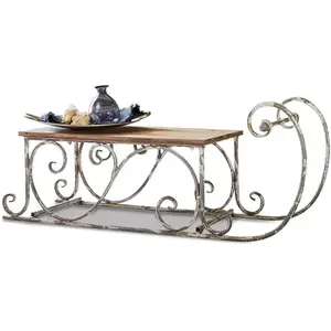 LOBERON Luge décorative Gifur, gris vieilli/marron (33.5 x 91.5 x 36cm) pas cher