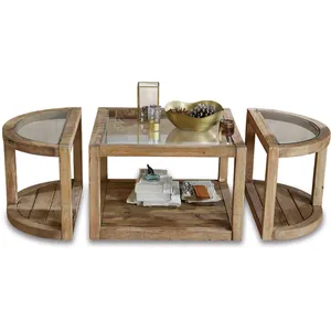 LOBERON Table basse Hyllorian, marron vieilli (70 x 140 x 45cm)