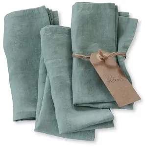 LOBERON Lot de 4 serviettes Ghis - lin - H/L env. 40/40 cm - vert pas cher