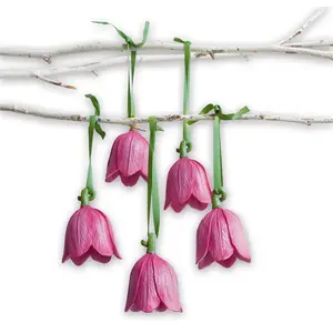 LOBERON Lot de 5 décorations à suspendre Herault, rose (5 x 5 x 7cm) pas cher