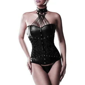 Grey Velvet - Corset avec Slip - Noir pas cher