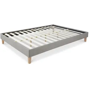 Comparateur de prix : HOMESTYLE4U Lit Futon Double 180 x 200 Tissu Gris Sommier à Lattes