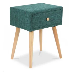 Comparateur de prix : Homestyle4U Table de chevet avec tiroir en tissu turquoise