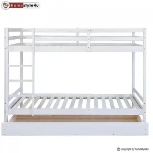 Comparateur de prix : HOMESTYLE4U Lits superposés simple blancs 90x200cm avec tiroir de rangement 1432