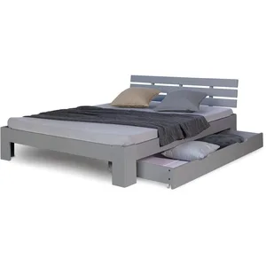 HomeStyle4U - 2251 - Lit double 140x200 cm avec tiroir de lit à lattes pas cher